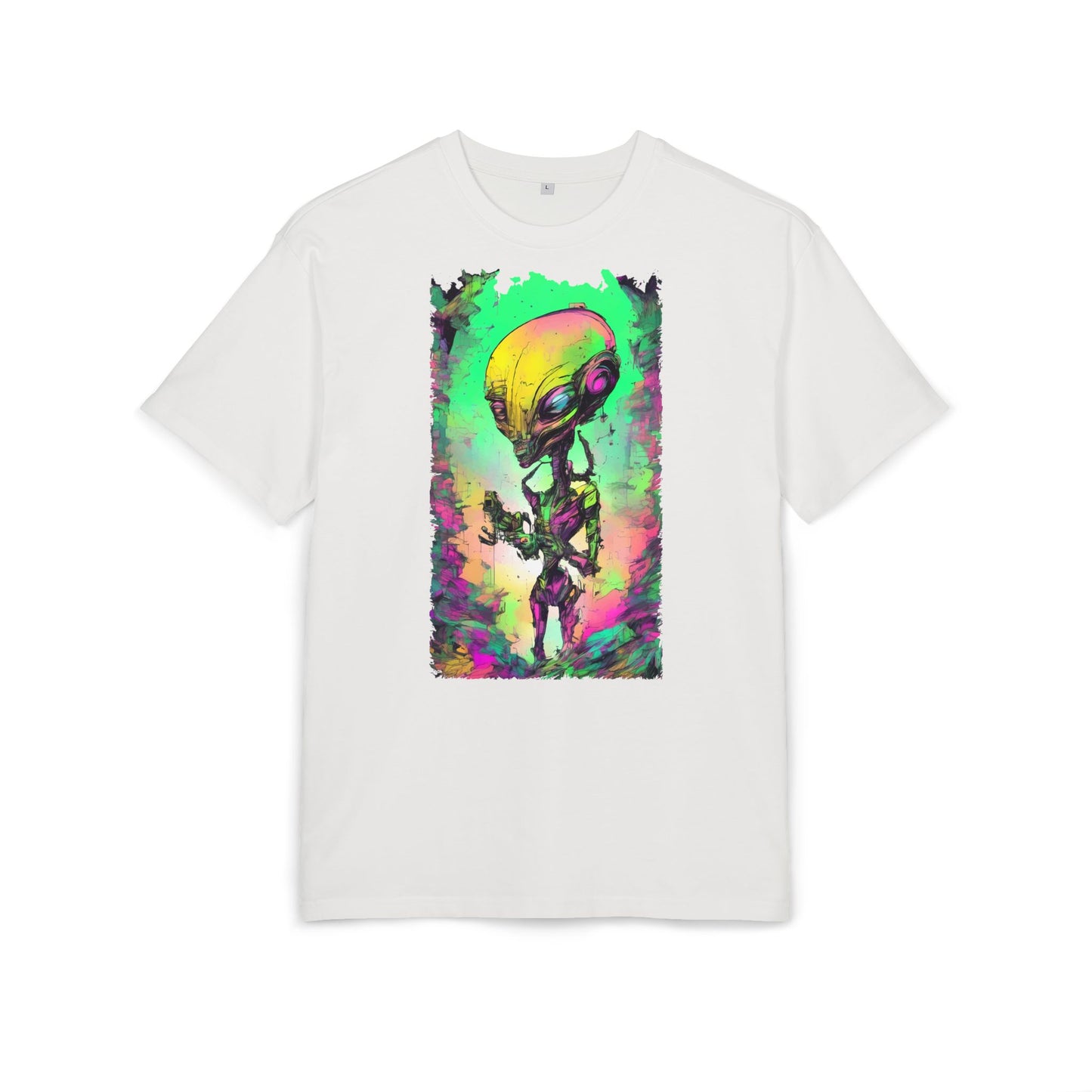 Cosmic Alien Art Tee - Unisex Heavy Oversize Tee, Retro Space Vibe Shirt, Gift for Sci-Fi Lovers, Casual Wear, Unique Graphic T-Shirt