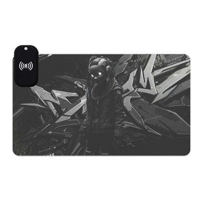 LED Gaming Mouse Pad with Wireless Charging - Cyberpunk Design, Perfect for Gamers