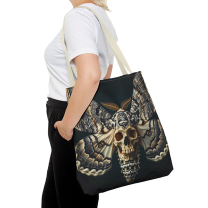 Gothic Skull Moth Tote Bag, Edgy Eco-Friendly Tote, Artsy Shopping Bag, Unique Gift for Halloween, Boho Tote for Nature Lovers