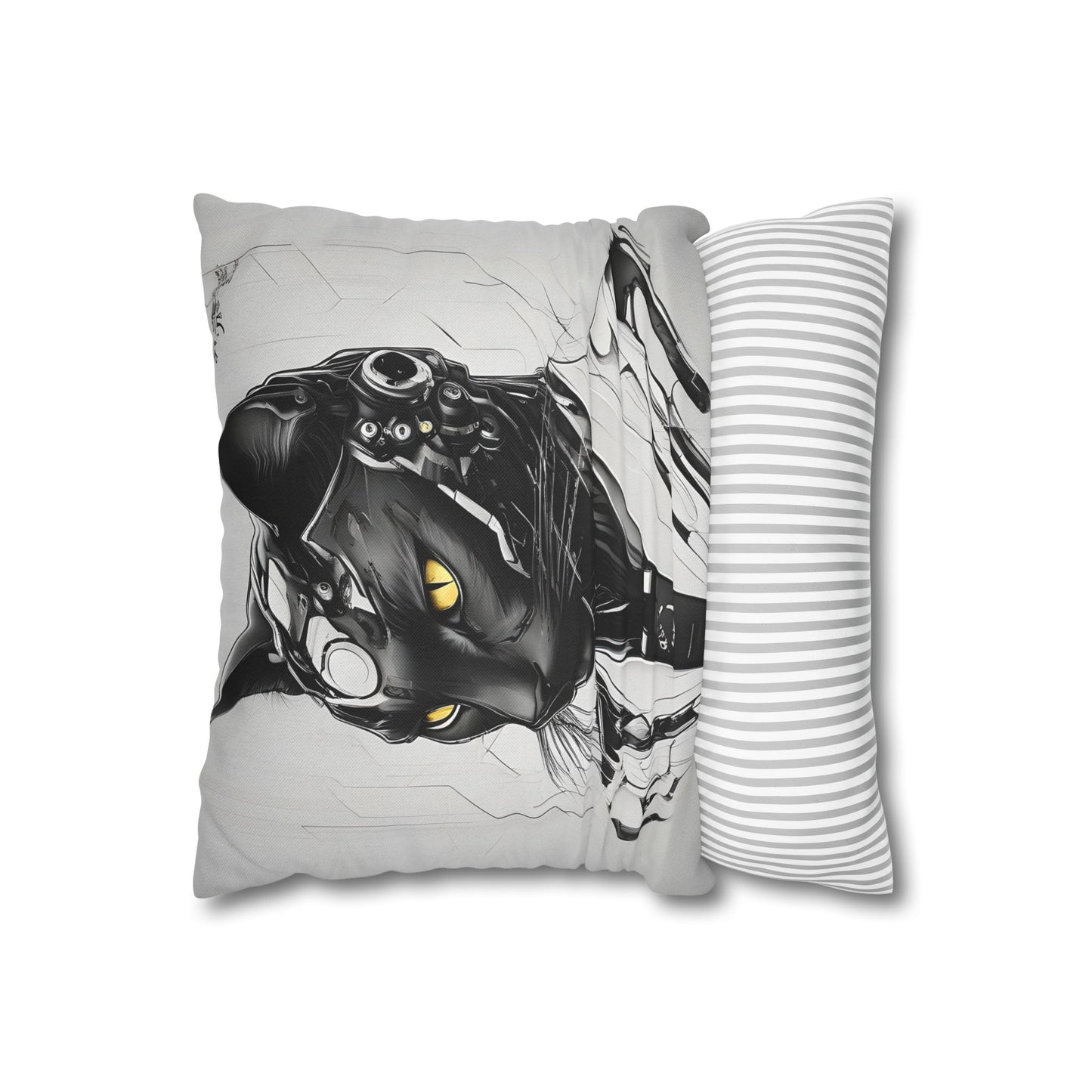 Square Pillowcase with Edgy Futuristic Cat Design