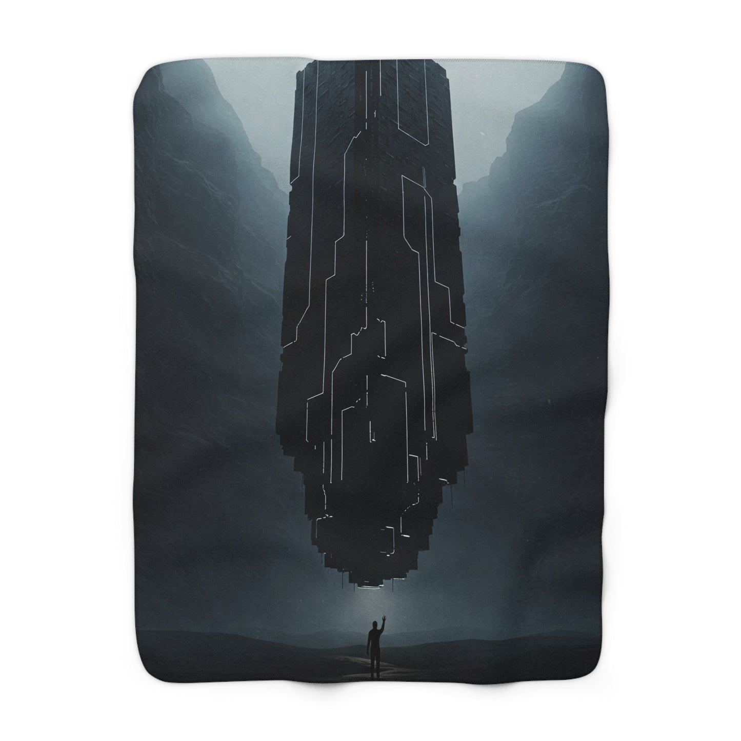 Cosmic Sherpa Fleece Blanket - Futuristic Design for Home Comfort