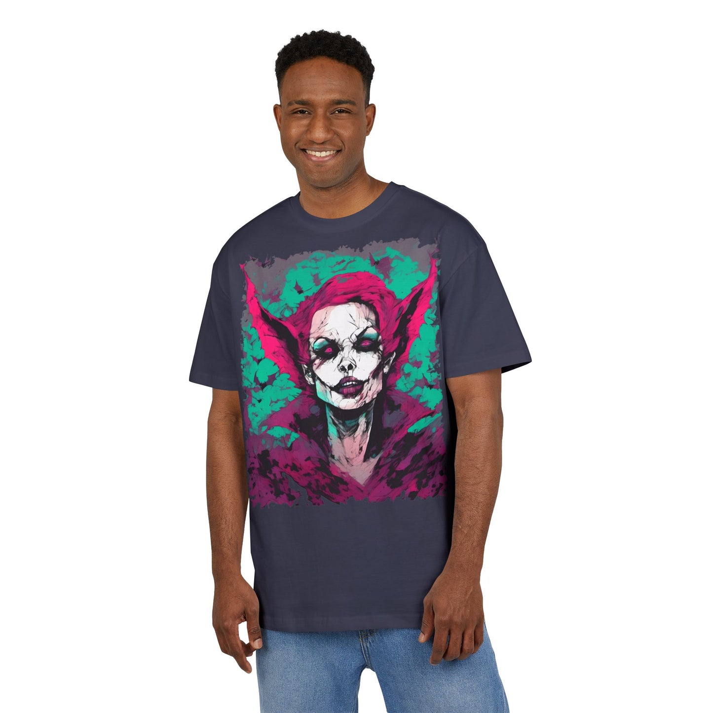 Eerie Portrait Unisex Oversized Tee | Unique Graphic Shirt for Halloween, Gift for Horror Fans, Scary Tee, Alternative Fashion