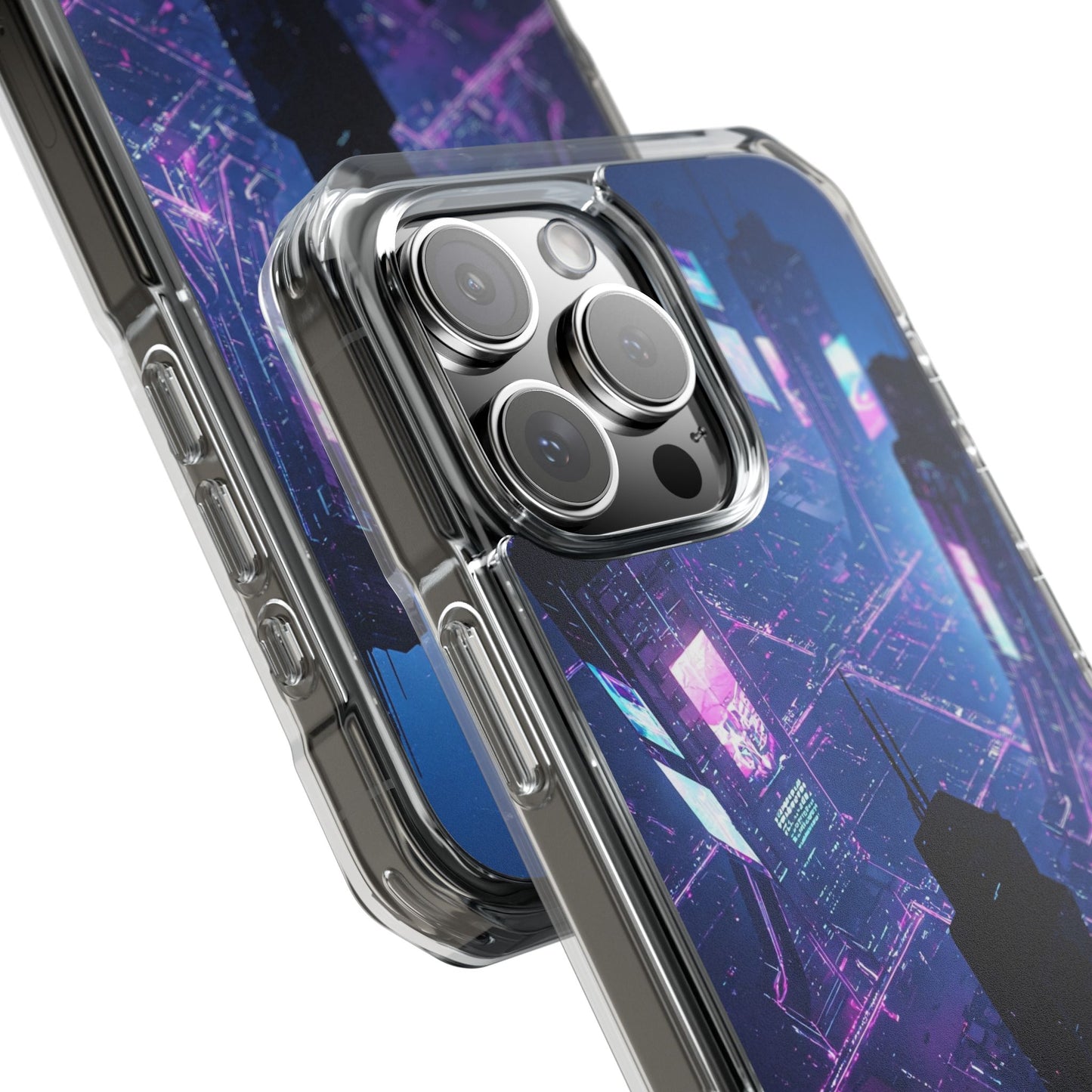 Futuristic Cityscape Phone Case, Customizable Clear Impact Case, Gift for Tech Lovers, Unique Phone Accessory, Aesthetic Cell Phone Cover