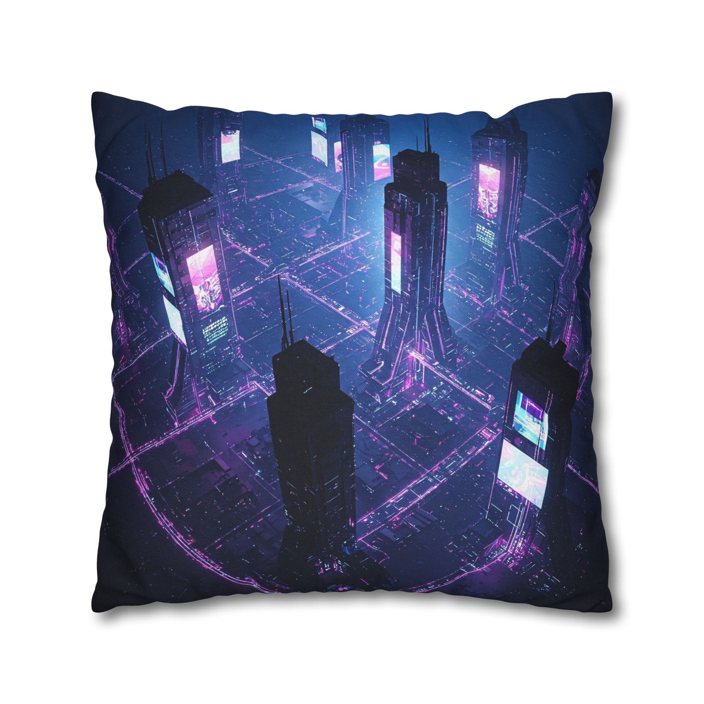 Futuristic Cityscape Pillowcase, Home Decor, Throw Pillow Cover, Gift for Gamers, Cyberpunk Vibe, Modern Bedroom Accent