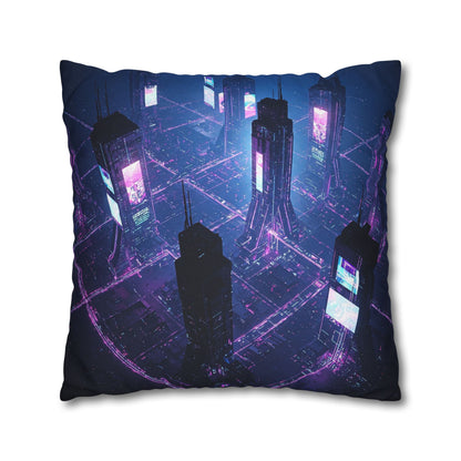 Futuristic Cityscape Pillowcase, Home Decor, Throw Pillow Cover, Gift for Gamers, Cyberpunk Vibe, Modern Bedroom Accent