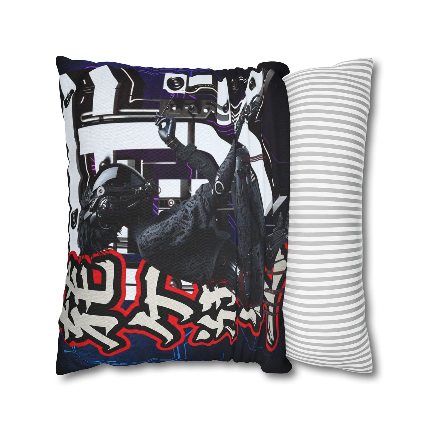 Futuristic Robot Art Square Pillowcase - Unique Home Decor for Tech Lovers
