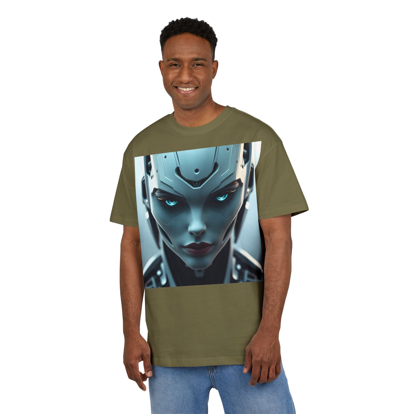 Futuristic Robot Oversize Tee, Cyberpunk Fashion, Unisex Graphic T-Shirt, Tech-Inspired Apparel, Unique Gift for Geeks
