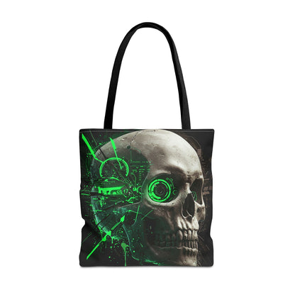 Gothic Skull Tote Bag, AOP Eco-Friendly Reusable Shopper, Dark Aesthetic Gift, Halloween, Cyberpunk Accessories, Stylish Everyday Carry