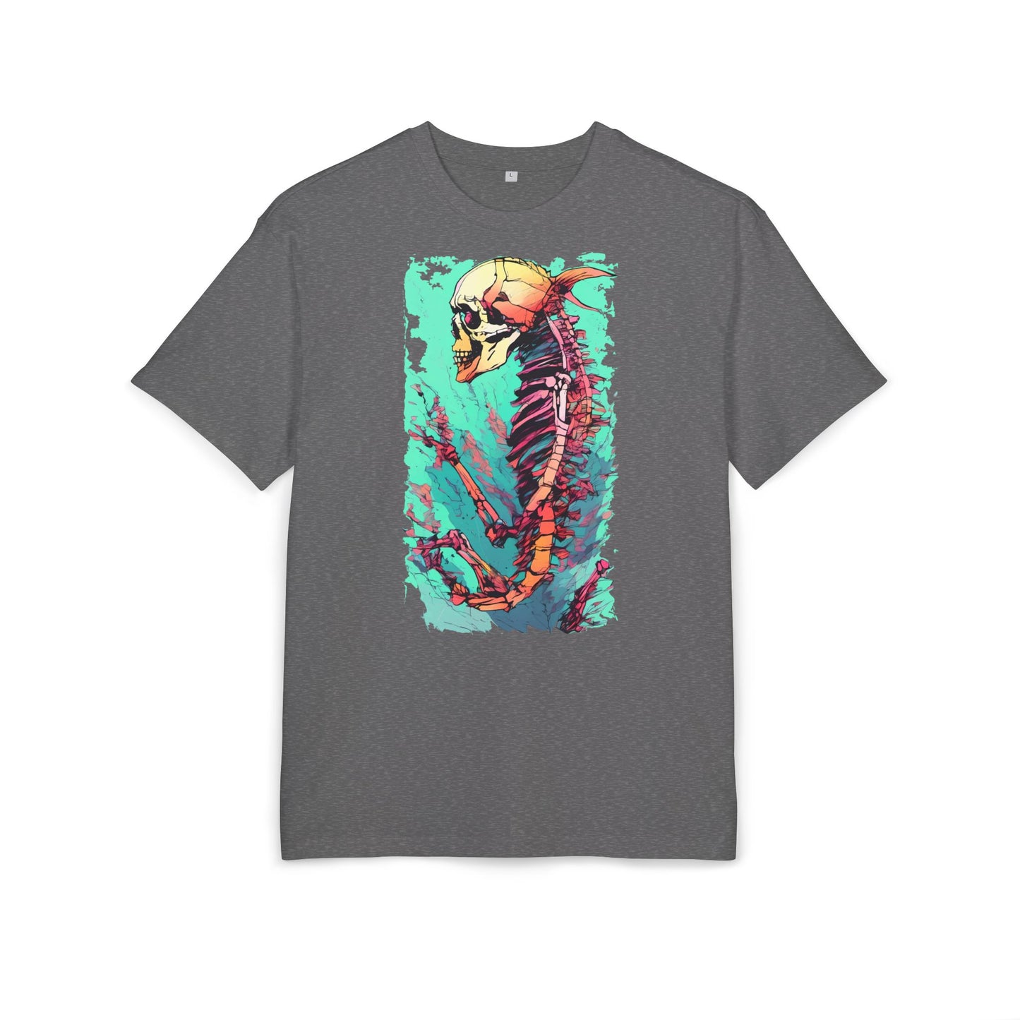Colorful Skeleton Art Unisex Heavy Oversize Tee | Graphic Tee, Skeleton Shirt, Artsy Gift, Halloween Apparel, Trendy Streetwear