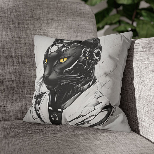 Square Pillowcase with Edgy Futuristic Cat Design