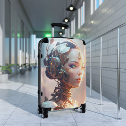 Futuristic Travel Suitcase with Robotic Design, Stylish Luggage, Carry-On Bag for Modern Travelers, Unique Gift for Adventurers
