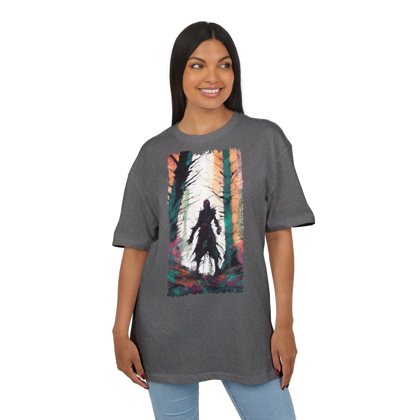 Artistic Oversized Tee - Forest Silhouette Design, Casual Unisex Fashion, Perfect for Nature Lovers, Gift for Friends, Relaxed Everyday Wear