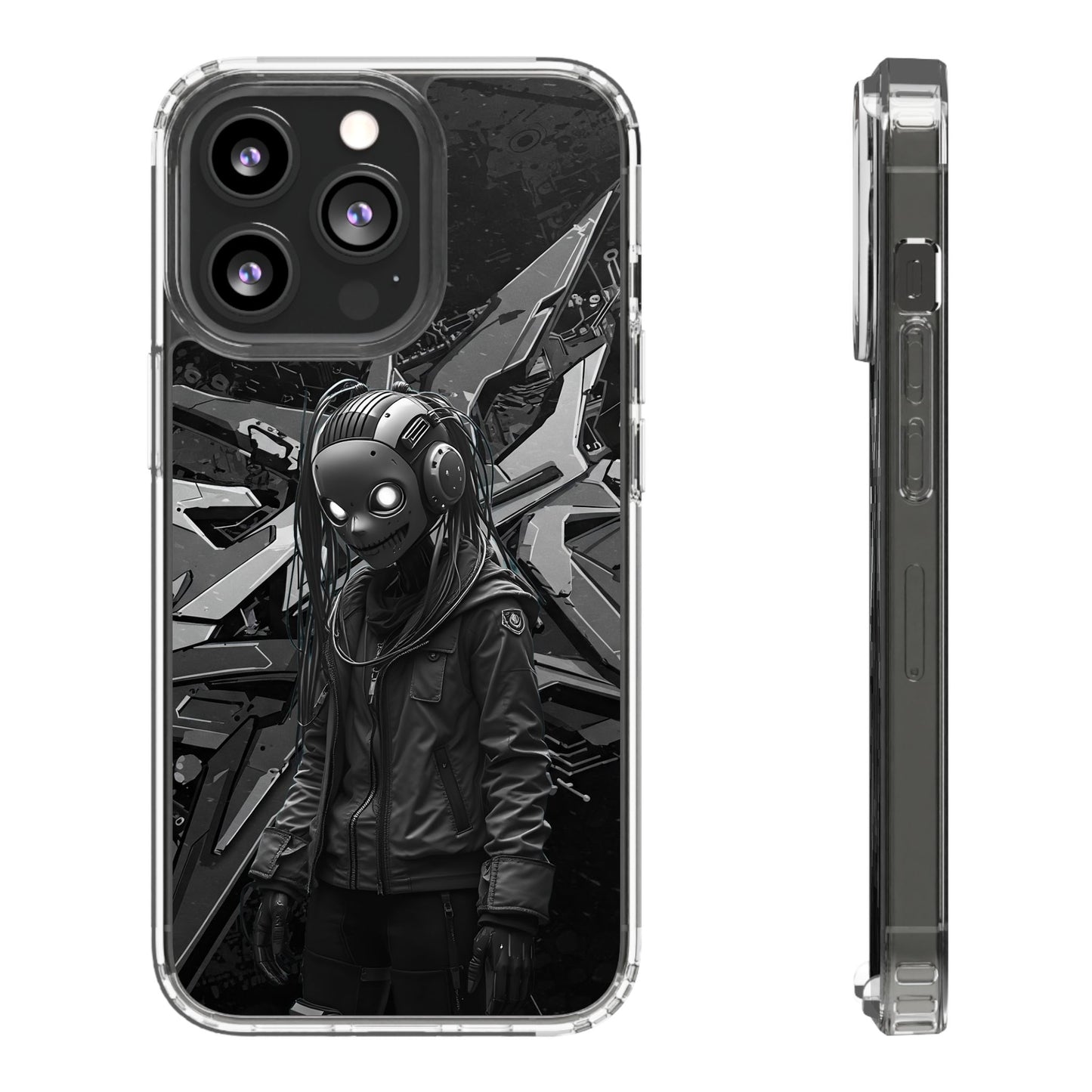 Anime-Inspired Clear Phone Case - Edgy Streetwear Style