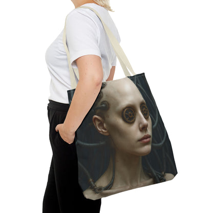 Futuristic Art Tote Bag - Unique Canvas Carryall, Cyberpunk Style, Eco-Friendly Shopping Bag, Ideal for Gifts, Fashion Statement