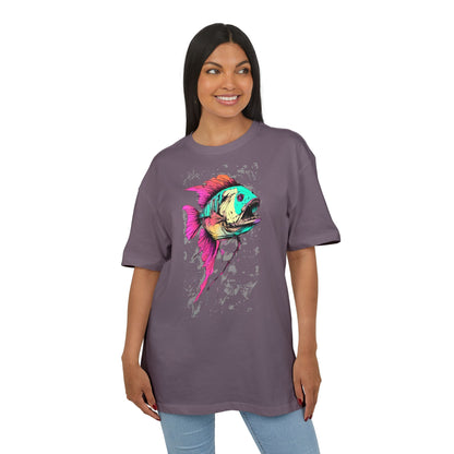 Vibrant Fish Graphic Tee for Casual Style, Summer Wear, Beach Vibes, Gift for Fishing Enthusiasts, Unique Unisex Heavy Oversize Tee