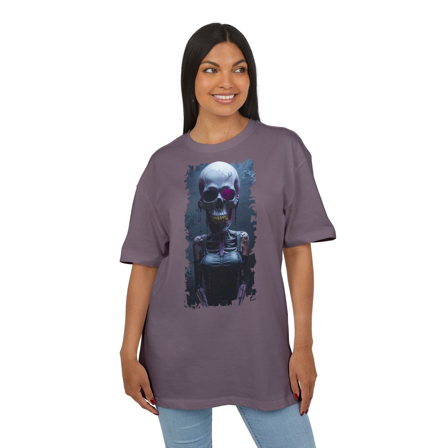 Unisex Heavy Oversize Tee with Skeleton Graphic, Spooky Halloween T-shirt, Casual Graphic Tee, Skeleton Art Shirt, Unisex Halloween Apparel