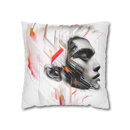 Futuristic Art Pillowcase - Modern Home Decor, Geometric Throw Pillow, Gift for Tech Lovers, Contemporary Accent Cushion