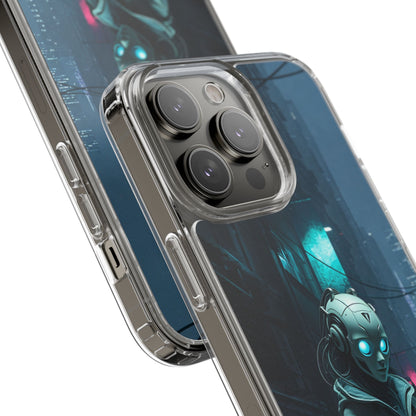 Futuristic Clear Phone Case with Neon City Design