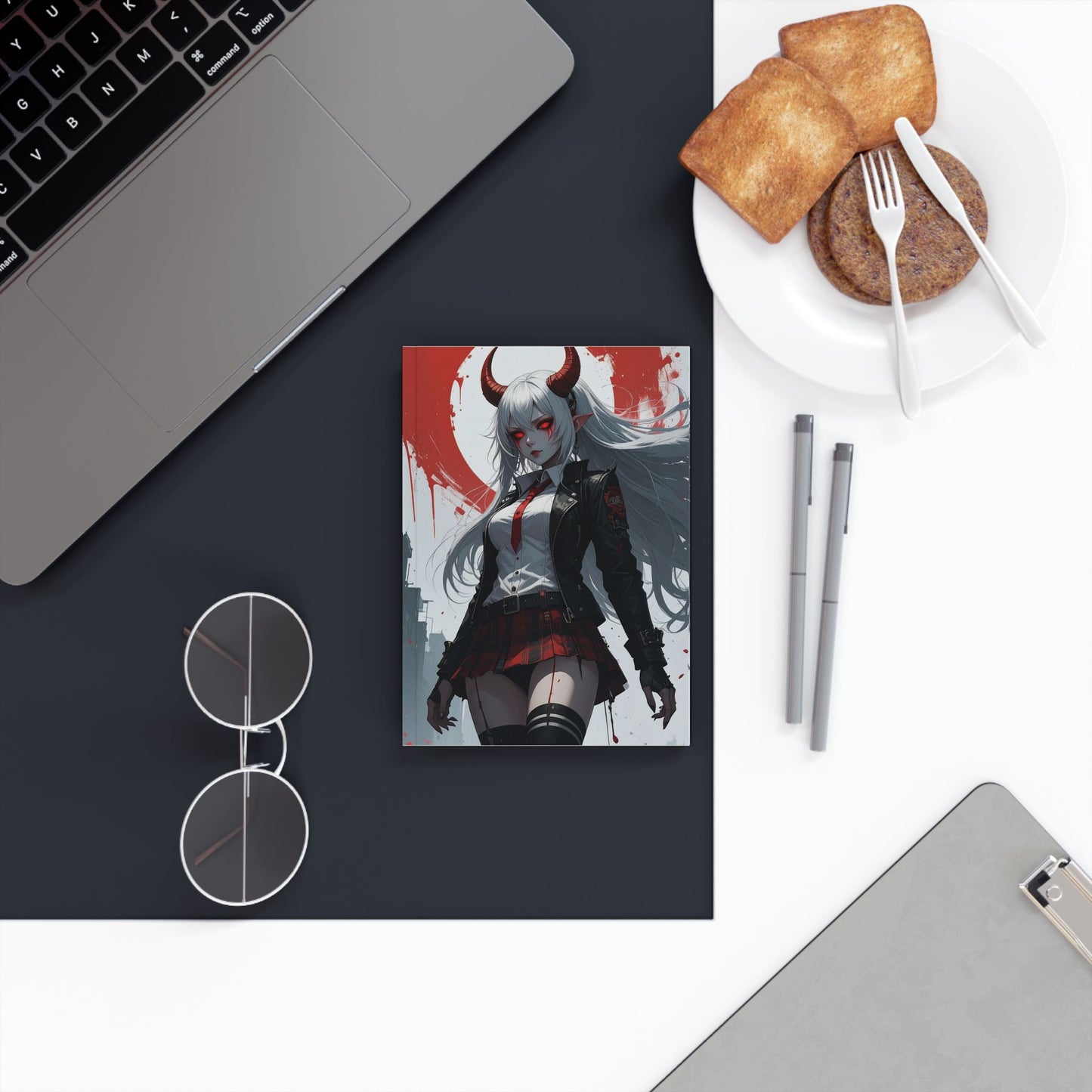 Demoness Aesthetic Hard Backed Journal | Perfect for Writing, Sketching, Creative Expression, Gift for Artists, Anime Lovers