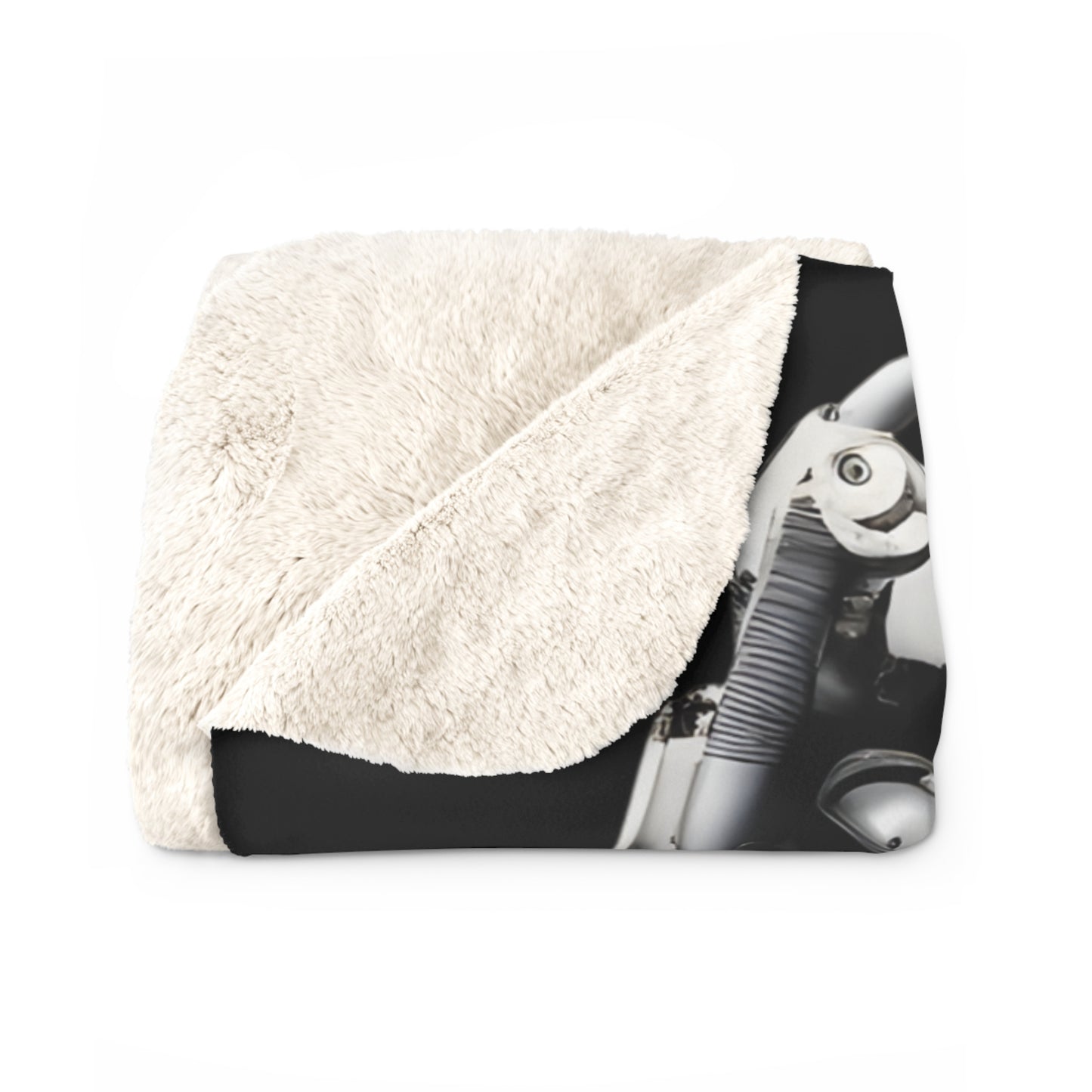 Sherpa Fleece Blanket with Futuristic Cyber Skull Design