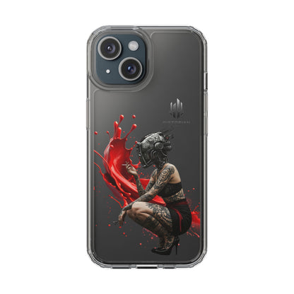 Dystopian Art Clear Phone Case - Futuristic Style with Bold Design