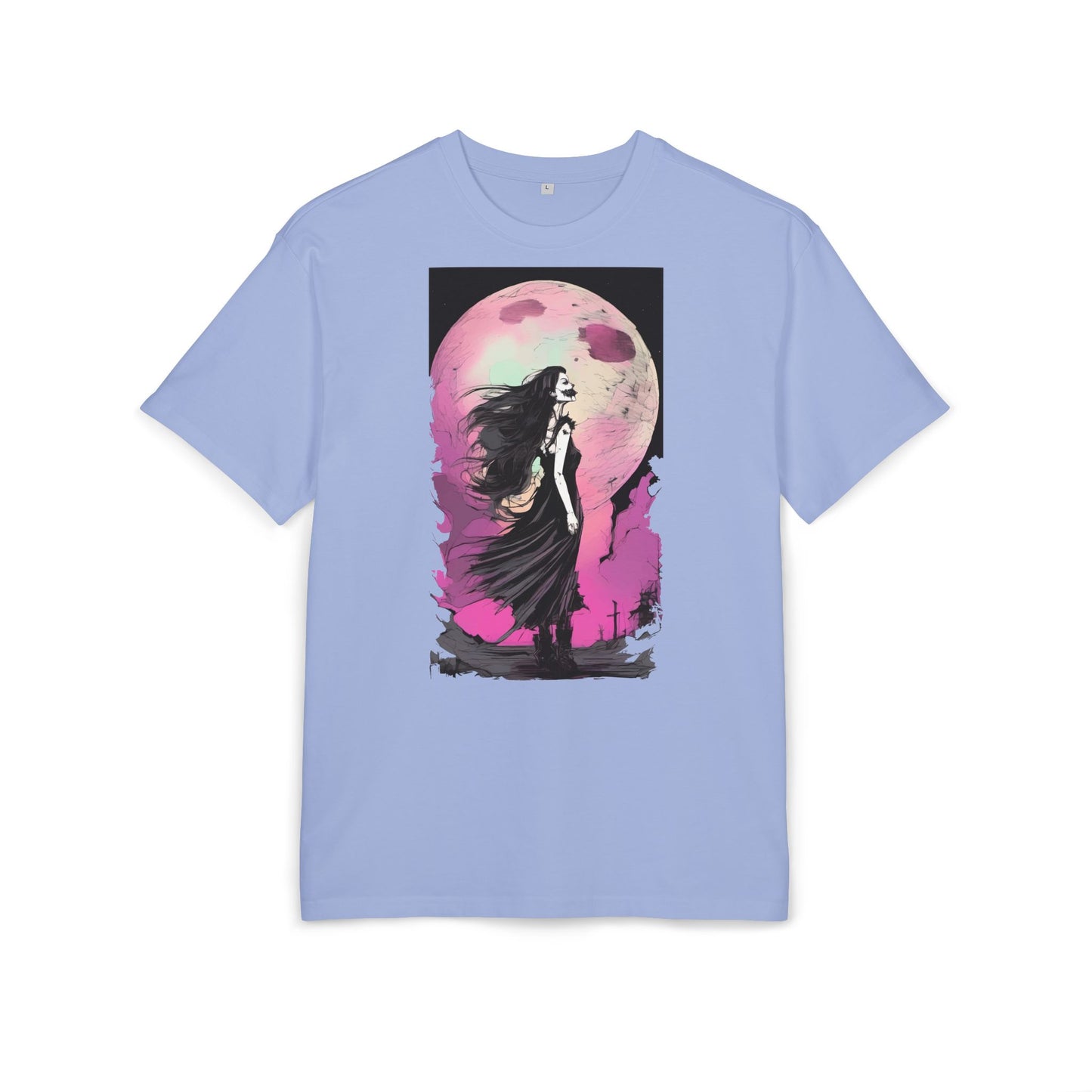 Unisex Heavy Oversize Tee with Moonlit Design, Graphic Tee for Night Lovers, Alternative Fashion, Halloween Shirt, Gift for Her
