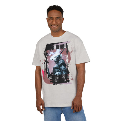 Unisex Heavy Oversize Tee featuring Samurai Art, Streetwear Graphic Tee, Gift for Him/Her, Casual Wear, Anime Inspired Fashion