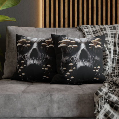 Gothic Mushroom Skull Pillowcase - Home Decor, Halloween, Gothic Style, Unique Gift, Bed and Couch Accent