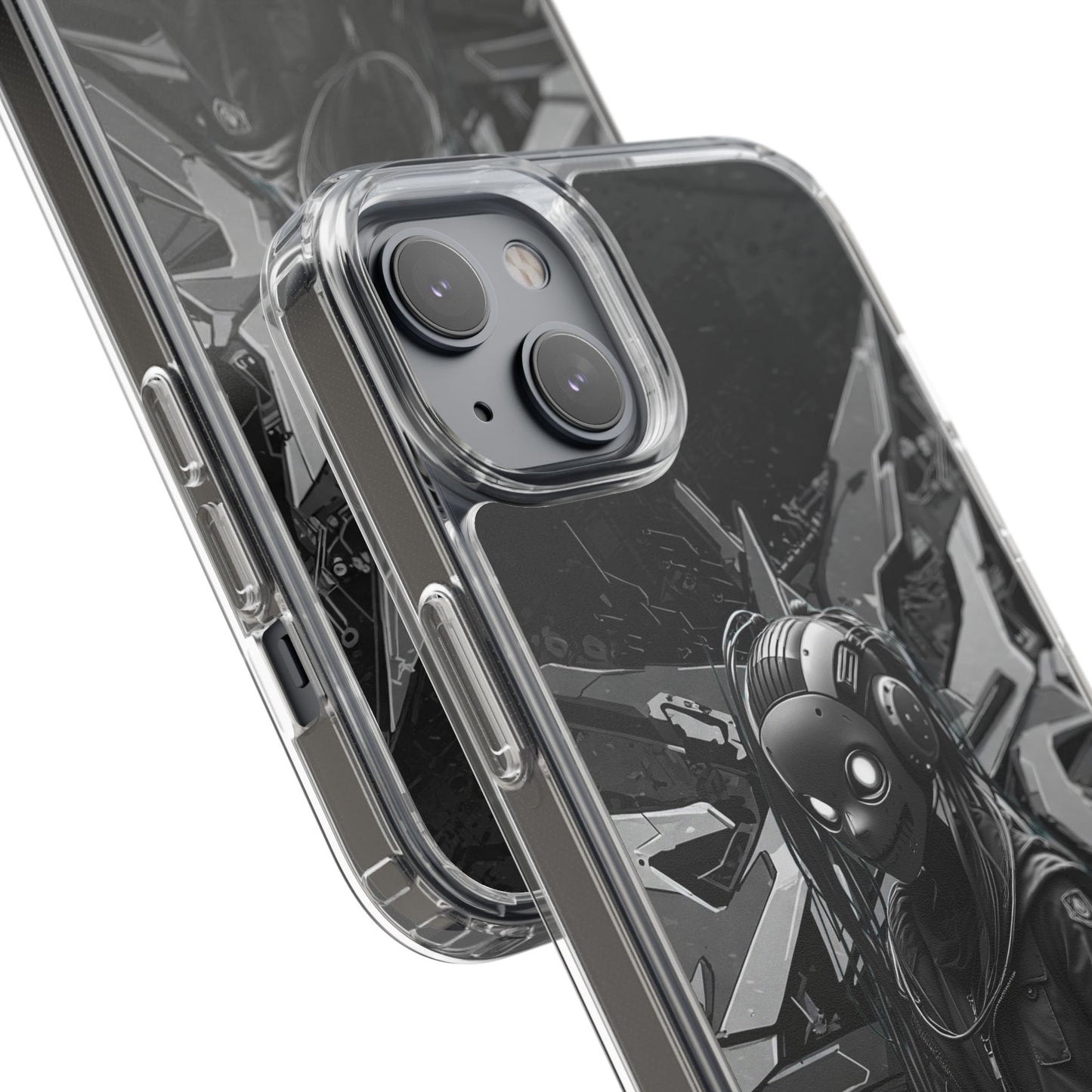 Anime-Inspired Clear Phone Case - Edgy Streetwear Style