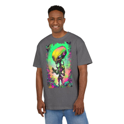 Cosmic Alien Art Tee - Unisex Heavy Oversize Tee, Retro Space Vibe Shirt, Gift for Sci-Fi Lovers, Casual Wear, Unique Graphic T-Shirt