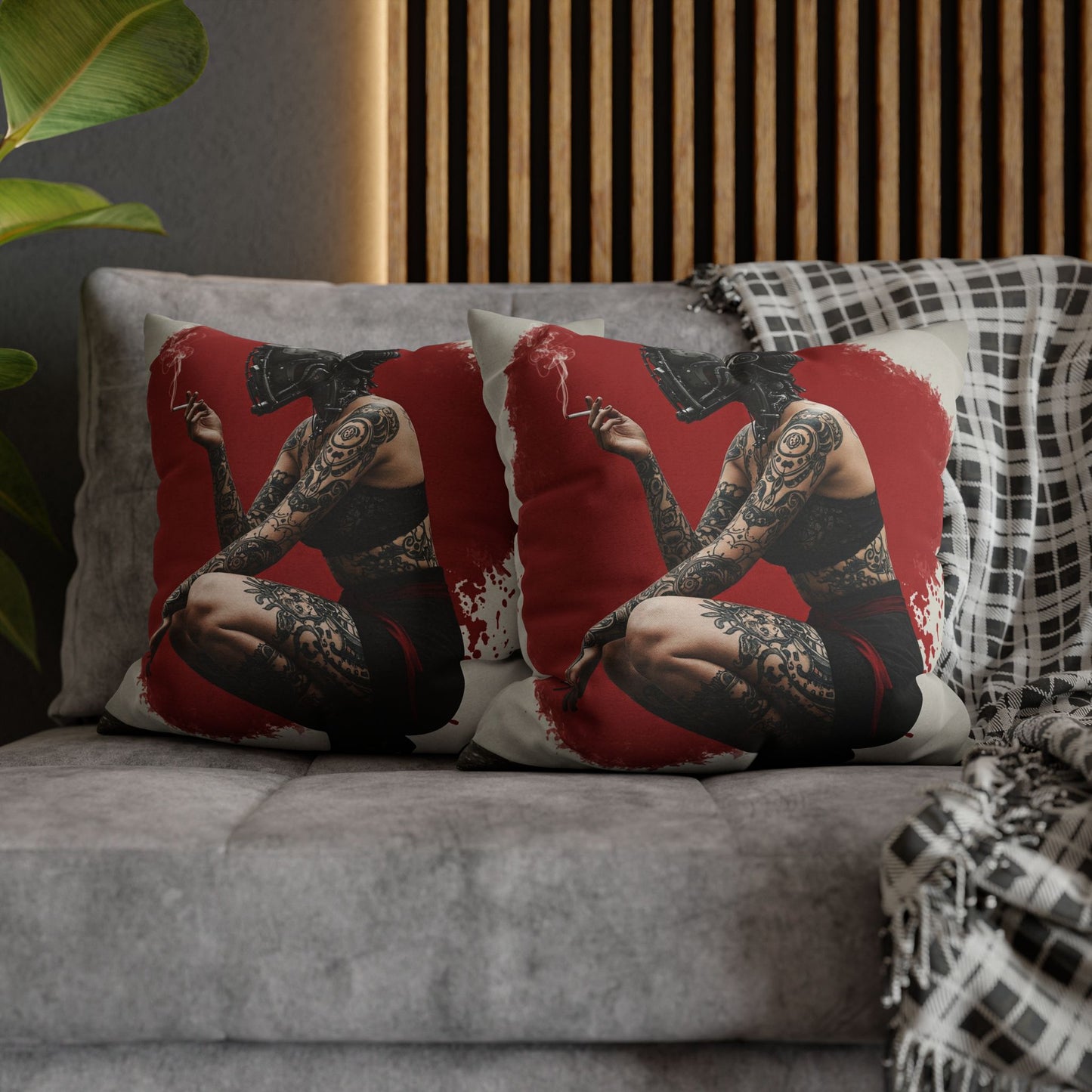 Edgy Tattoo Art Pillowcase | Boho Decor, Home Accent, Gift for Her, Trendy Cushion, Festival Style