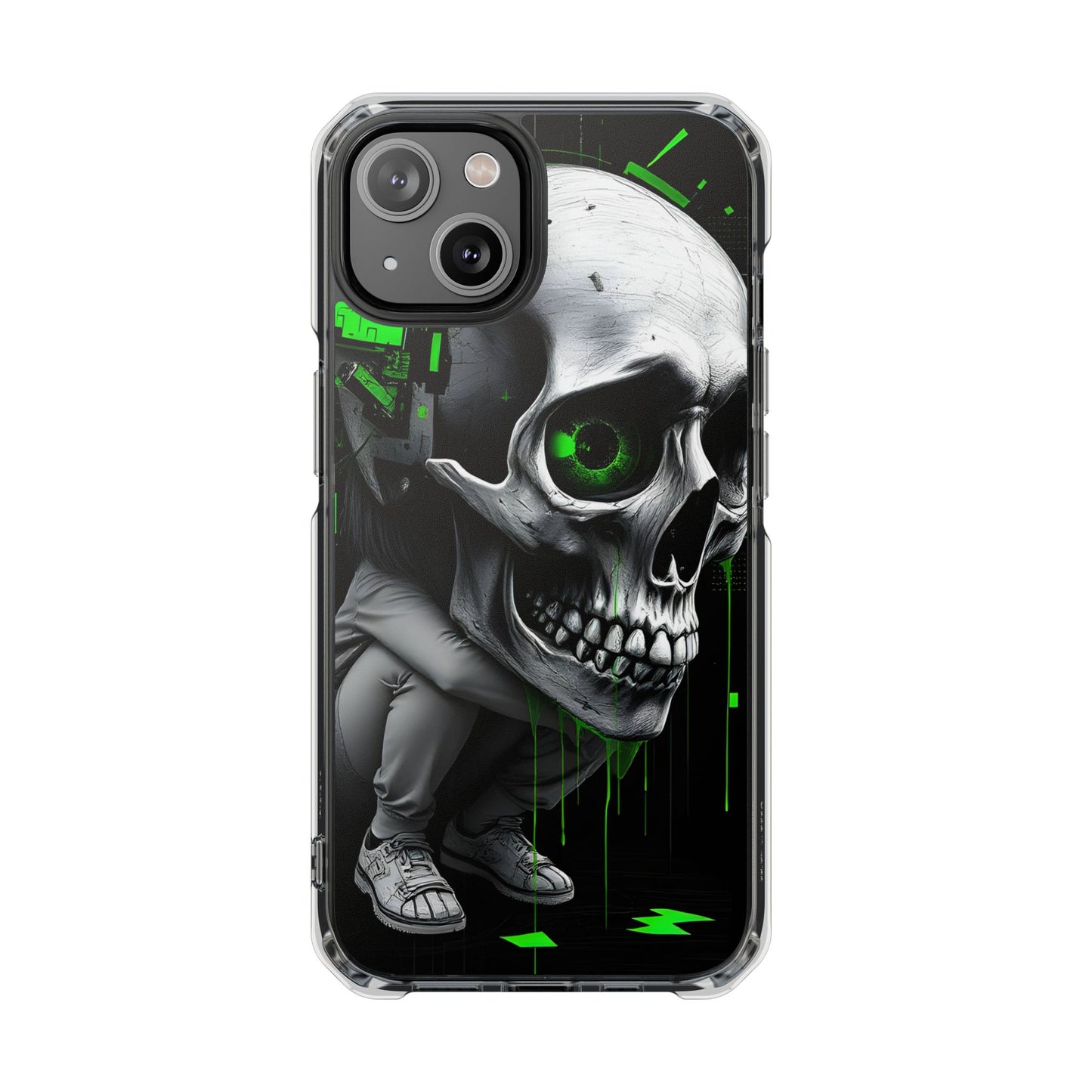 Edgy Skull Phone Case - Magnetic Clear Impact Cases, Unique Phone Cover, Goth Accessory, Halloween Gift, Stylish Tech Protection