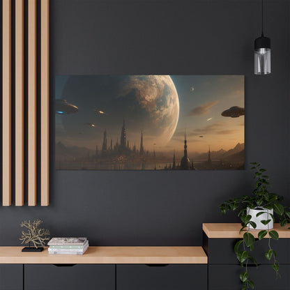 Stretched Canvas Art Print, Sci-Fi Landscape Decor, Galaxy Wall Art, Unique Home Decoration, Gift for Space Lovers