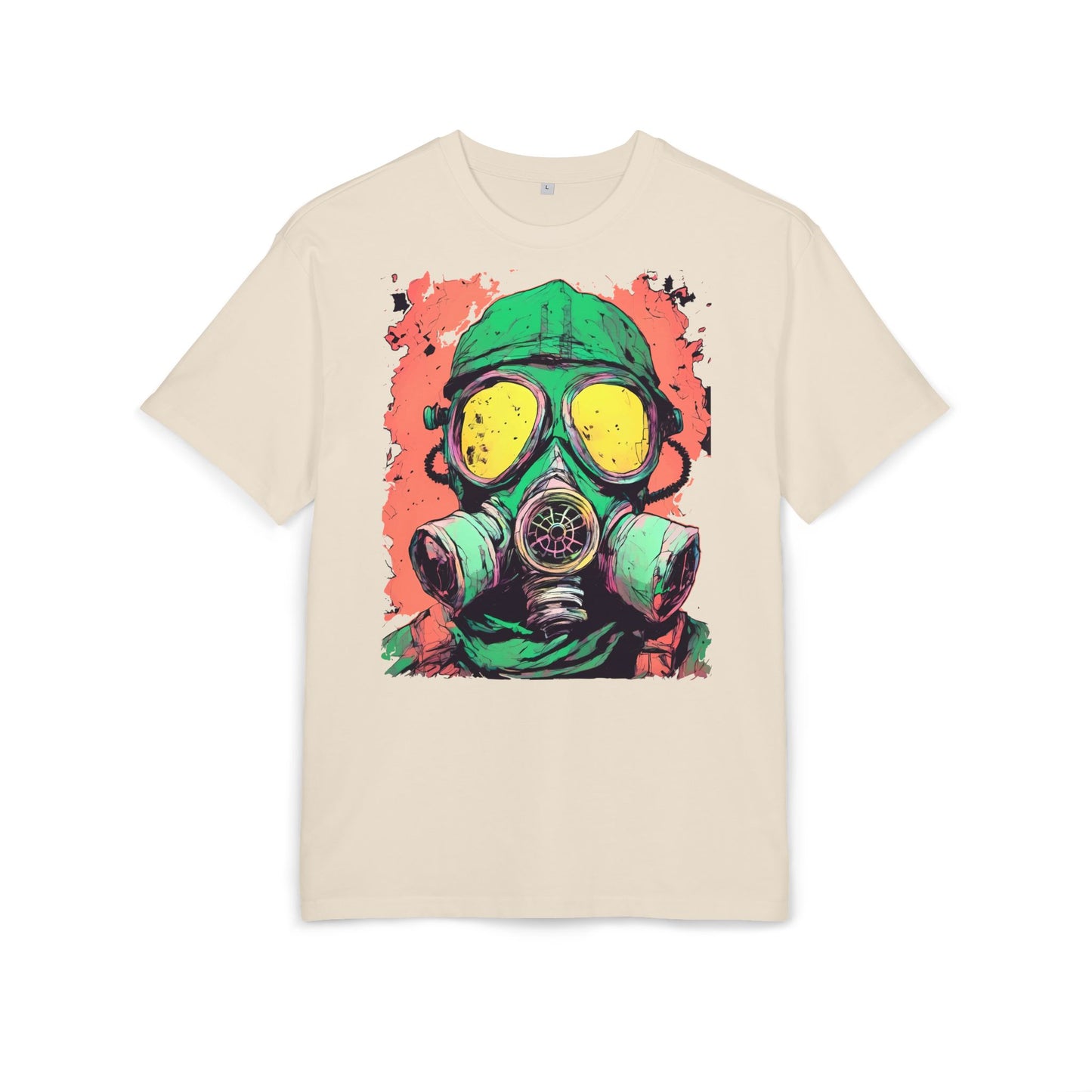 Retro Gas Mask Unisex Heavy Oversize Tee, Streetwear T-Shirt, Unique Graphic Tee, Festival Fashion, Cool Casual Wear