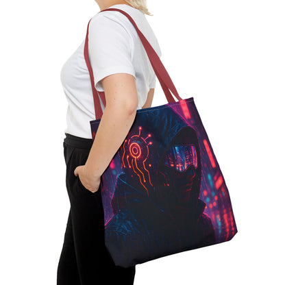 Futuristic Cyberpunk Tote Bag, Unique AOP Bag for Tech Lovers, Stylish Everyday Tote, Gift for Gamers, Sci-Fi Enthusiasts