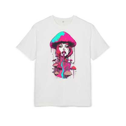 Vibrant Mushroom Art Unisex Heavy Oversize Tee, Funky T-Shirt, Artistic Casual Wear, Gift for Art Lovers, Unique Streetwear