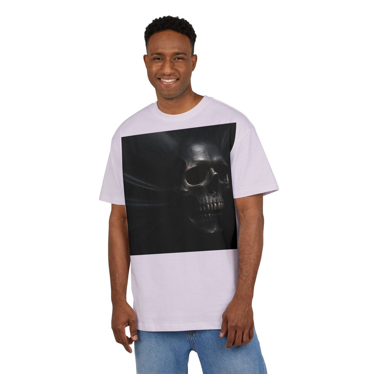Skull Graphic Oversized Tee - Unisex Heavy Tee for Casual Wear, Street Style, Halloween Attire, Gift for Friends, Unique Art Tee