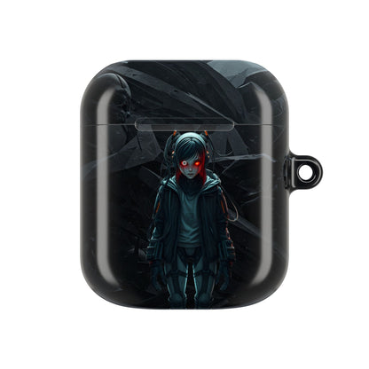 Edgy AirPod Case for Teens, Stylish Headphone Cover, Trendy Tech Accessory, Perfect for Gift Giving, Black Minimalist Design
