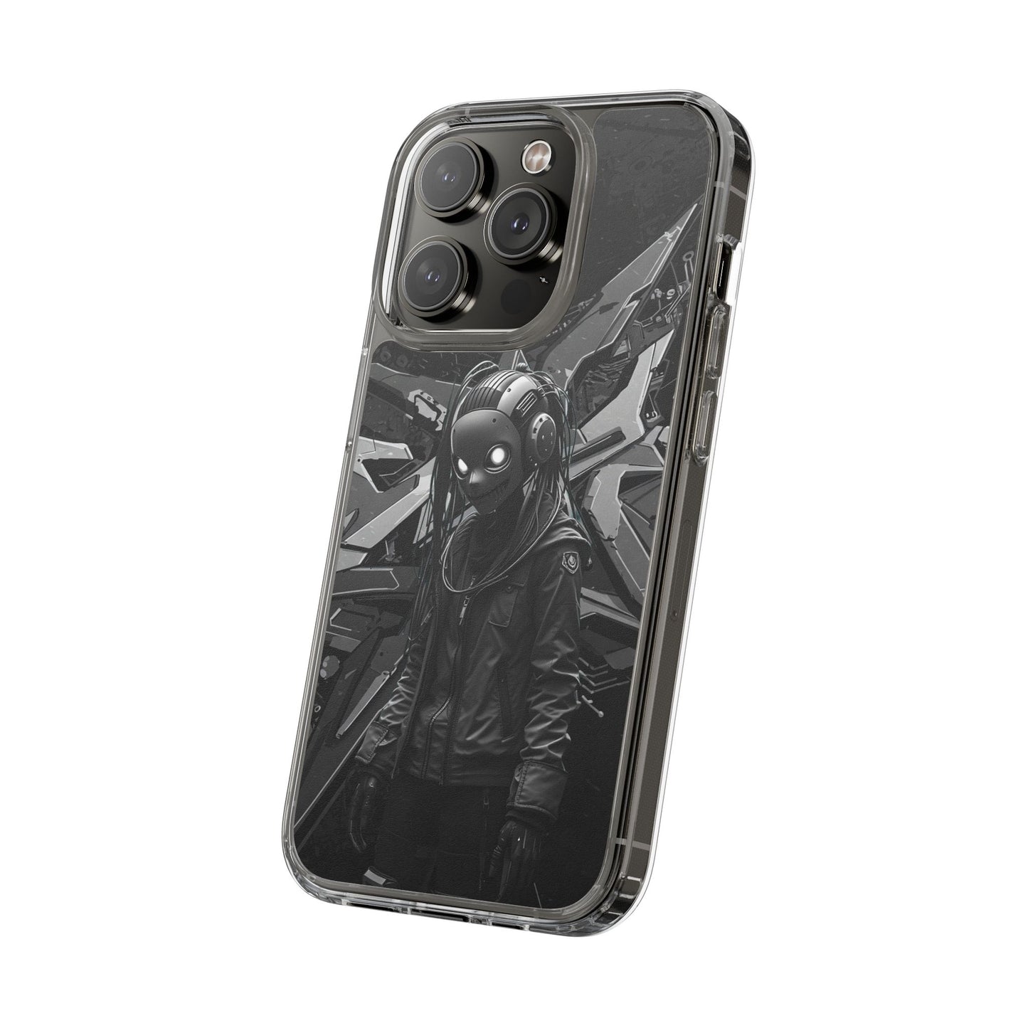 Anime-Inspired Clear Phone Case - Edgy Streetwear Style