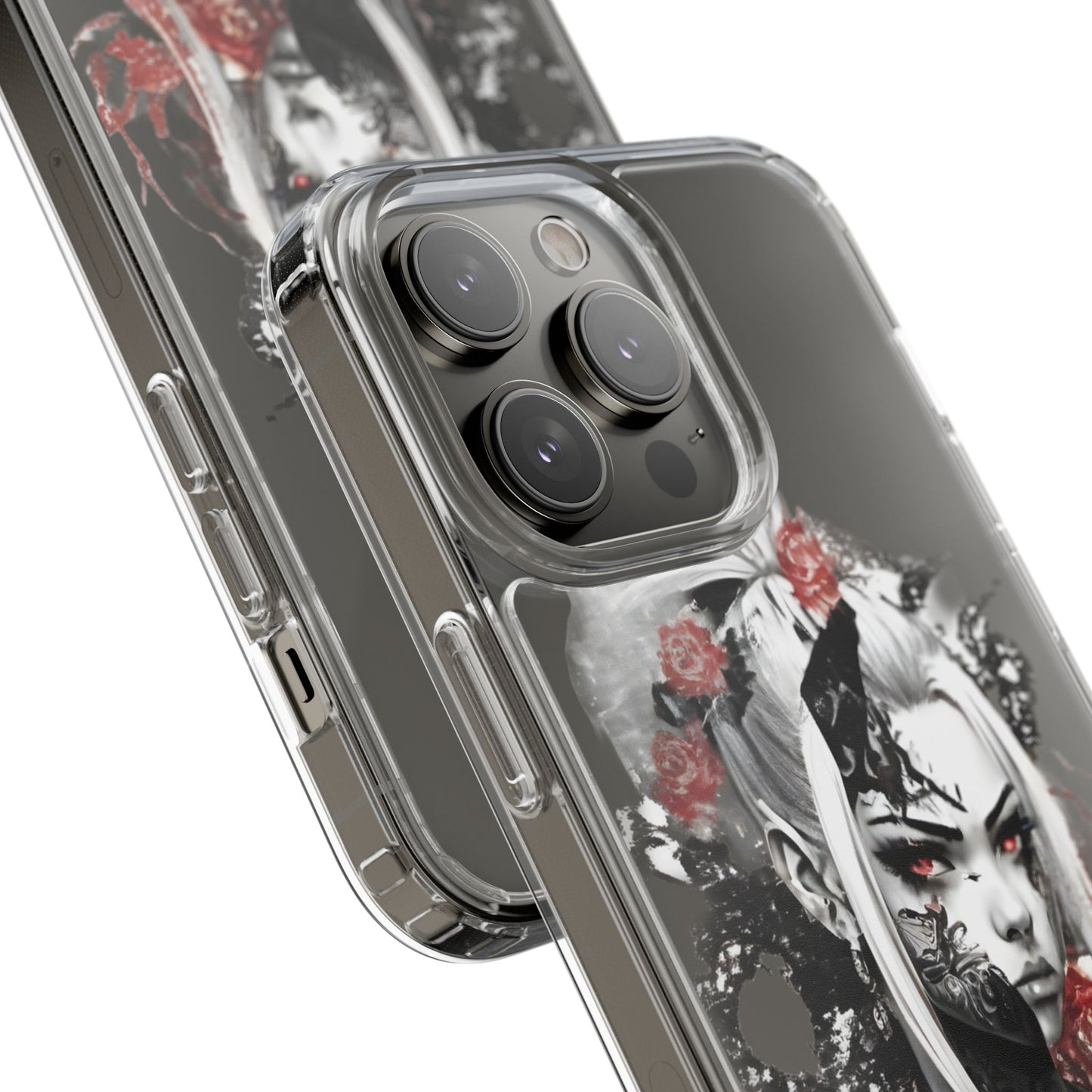 Artistic Clear Phone Case with Floral Design