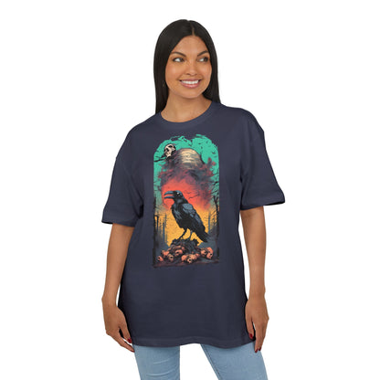 Mystical Raven Oversize Tee: Boho Style, Unisex Graphic T-Shirt for Nature Lovers, Festival Wear, Halloween, Gift Ideas