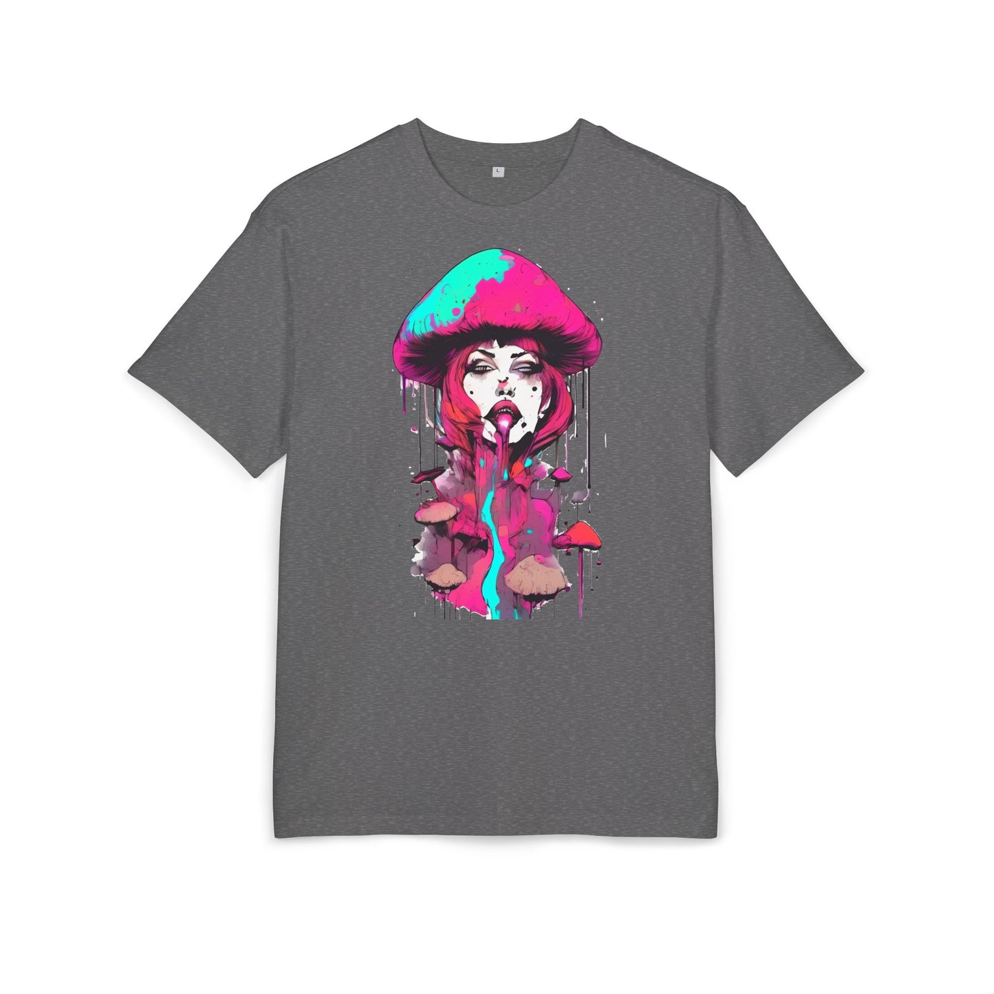 Vibrant Mushroom Art Unisex Heavy Oversize Tee, Funky T-Shirt, Artistic Casual Wear, Gift for Art Lovers, Unique Streetwear