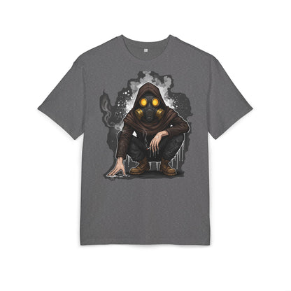 Gothic Gas Mask Unisex Heavy Oversize Tee, Streetwear Graphic Tee, Casual T-Shirt, Halloween Costume Top, Unique Gift Idea