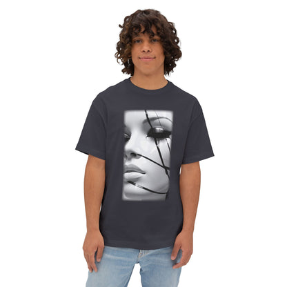 Chic Oversized Graphic Tee with Striking Design, Streetwear, Casual Style, Fashion Statement, Gift for Art Lovers