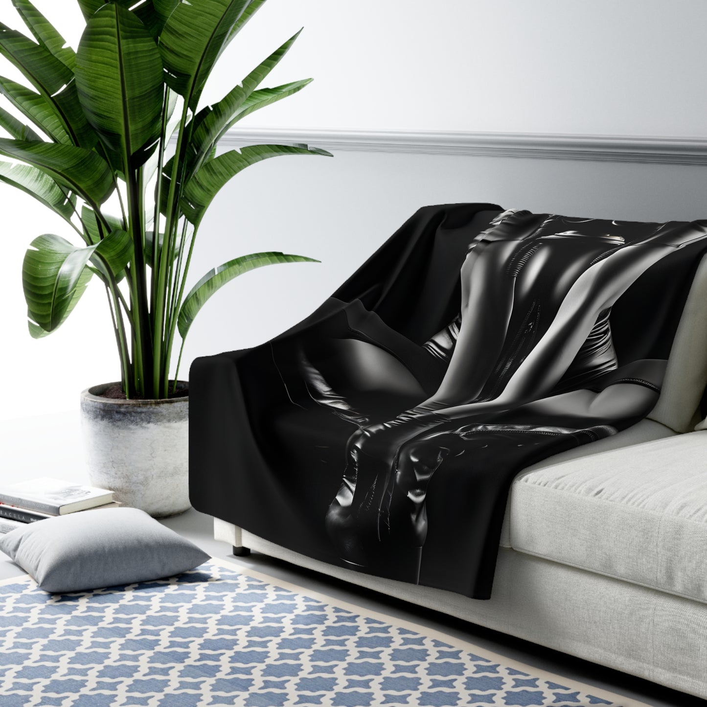 Sherpa Fleece Blanket with Futuristic Cyber Dark Design