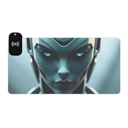LED Gaming Mouse Pad with Wireless Charger - Futuristic Design, Gaming Decor, Gift for Gamers, Desk Accessories, Office Essentials