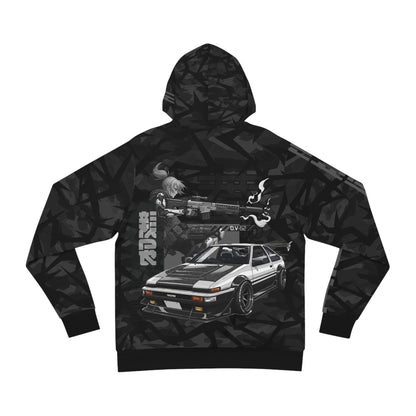 Urban Streetwear Hoodie, Graphic Pullover, Car Lovers Gift, Retro Style, Black Fashion, All Over Print