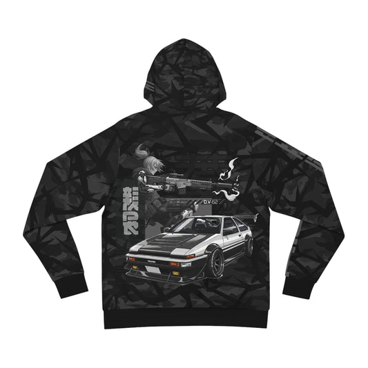 Urban Streetwear Hoodie, Graphic Pullover, Car Lovers Gift, Retro Style, Black Fashion, All Over Print