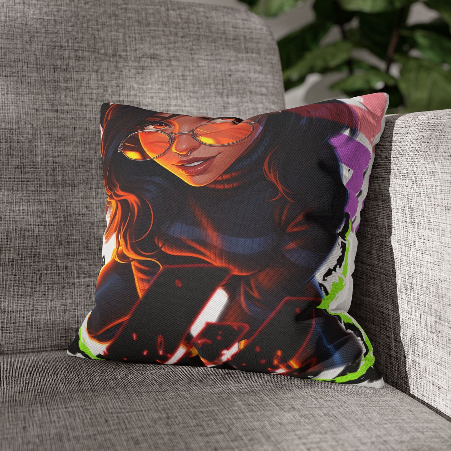 Vibrant Art Throw Pillow, Cozy Home Decor, Unique Gift for Gamers, Boho Cushion for Comfort, Stylish Accent Pillow