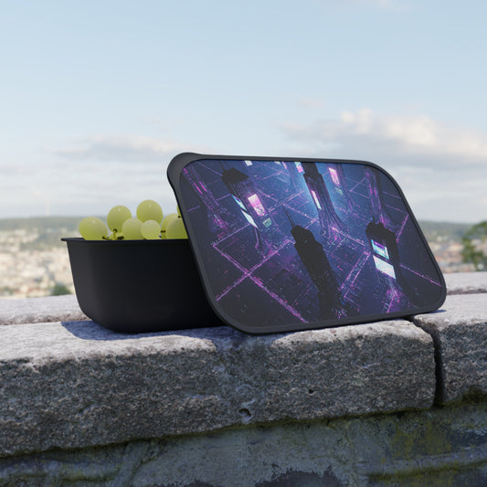 Futuristic Bento Box, Eco-Friendly Lunch Container, Stylish Meal Prep, Gift for Foodies, Sci-Fi Lunchbox with Utensils
